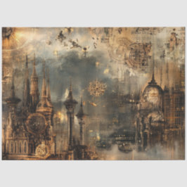 Dekoupage Steampunk City Architecture Design Seidenpapier