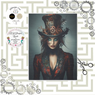 Dekoupage Steampunk viktorianische schöne Frau  Seidenpapier