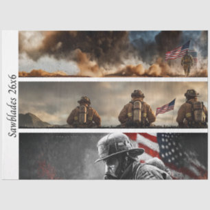 Dekoupage Stolz Feuerwehr Amerikanische Flagge Seidenpapier