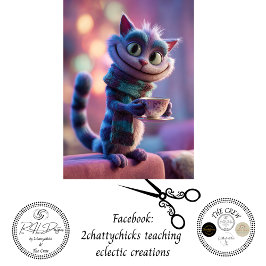 Dekoupage-Teekatze im skurrilen Wunderlandstil Seidenpapier