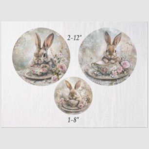 Dekoupage-Teetassen-Hase 12" & 8" Runden Seidenpapier