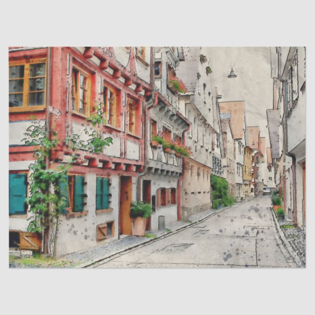 Dekoupage Tissue Paper der Vintagen Stadtmitte Seidenpapier (Vorderseite)