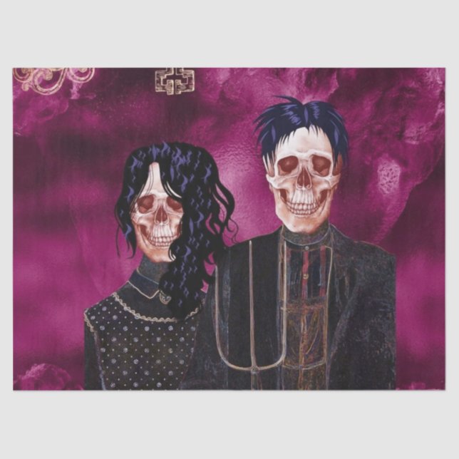 Dekoupage Tissue Paper des gothischen Schädelknoch Seidenpapier (Vorderseite)