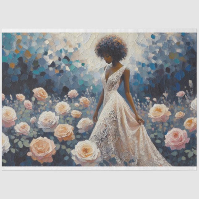 Dekoupage Tissue Paper Lady of Rose Design Seidenpapier (Vorderseite)