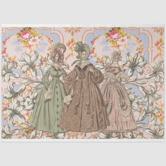 Dekoupage Tissue Paper über französische Mode und  Seidenpapier (Vorderseite)