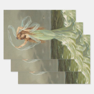 Dekoupage Tissue Paper Vintag Mermaid Sea Nymph Geschenkpapier Set