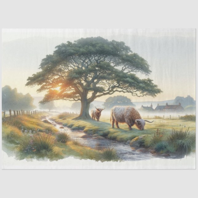 Dekoupage Tissue Paper West Highland Cattle Seidenpapier (Vorderseite)