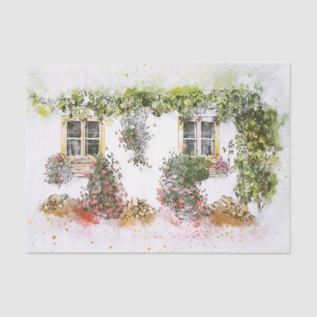 Dekoupage-Tissue-Papier für Vintage Windows-Blume Seidenpapier (Vorderseite)