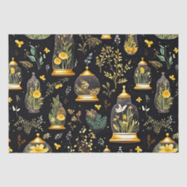 Dekoupage Tissue Terrarium Clocks auf schwarzen Fl Seidenpapier