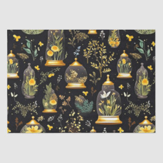 Dekoupage Tissue Terrarium Clocks auf schwarzen Fl Seidenpapier