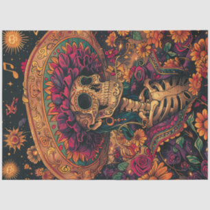 Dekoupage Vibrant Lady Day of Dead with Sombrero Seidenpapier