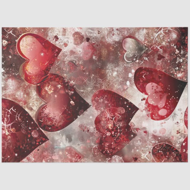 Dekoupage Vibrant Rosa Herzen für Valentine Seidenpapier (Vorderseite)