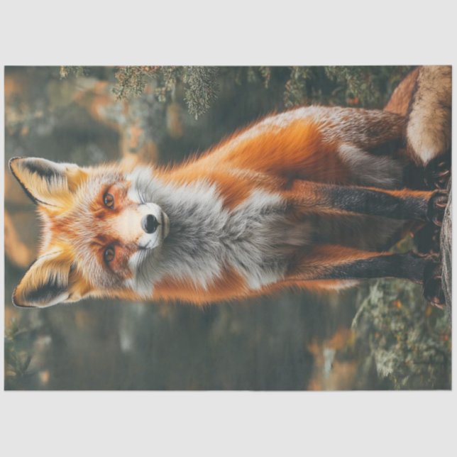 Dekoupage Vibrany Fotografie von Red Orange Fox Seidenpapier (Vorderseite)