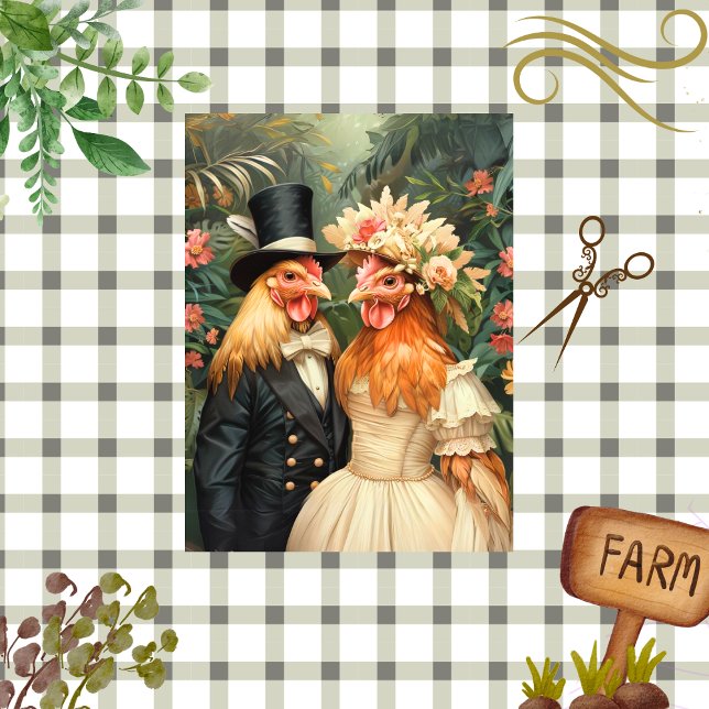 Dekoupage Vintag Matrimonial Rooster & Chicken Seidenpapier (Von Creator hochgeladen)