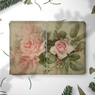 Dekoupage Vintage Blumenrosa Rose Bee Sage Blätter Seidenpapier