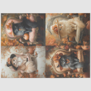 Dekoupage Vintage Falleinstellung mit Fluffy Cat Seidenpapier