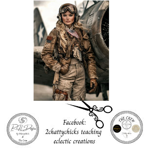 Dekoupage Vintage-Fliegerin Frau Pilotin Seidenpapier