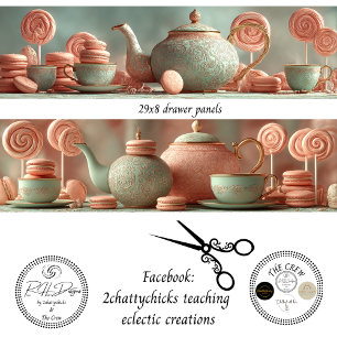 Dekoupage Vintage-Teeparty-Macaron-Schubladenpanee Seidenpapier