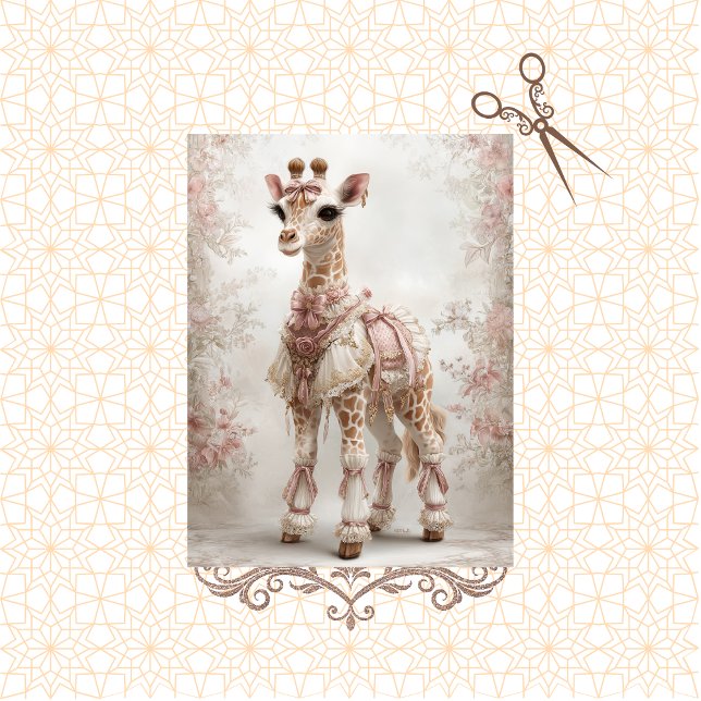 Dekoupage Vintage Viktorianische Rosa Giraffe Seidenpapier (Von Creator hochgeladen)