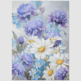 Dekoupage von ätherischen Daisies & Lila & Blumen Seidenpapier