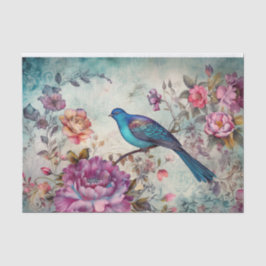 Dekoupage von Blue Bird farbenfrohe Blumengeschich Seidenpapier