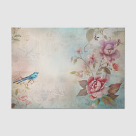 Dekoupage von Blue Bird farbenfrohe Blumengeschich Seidenpapier