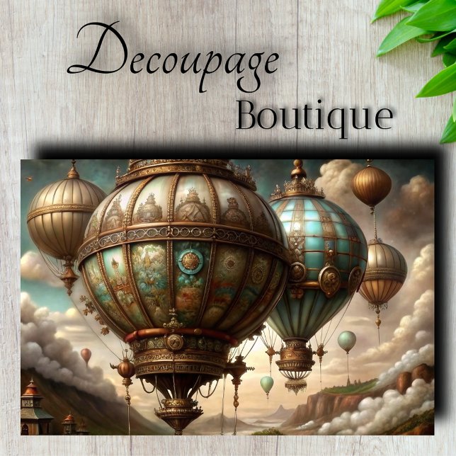 Dekoupage von Dampfschiffen Seidenpapier (Steampunk Airships Decoupage Tissue Paper)