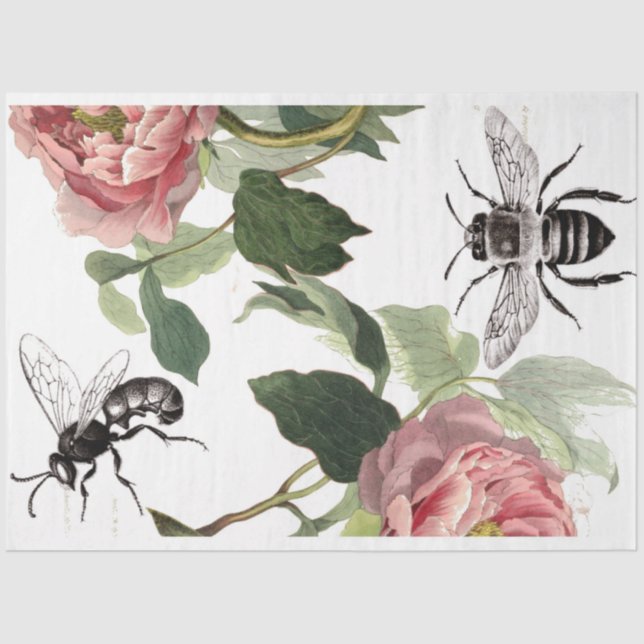 Dekoupage von GIan Floral Bee Elements Seidenpapier (Vorderseite)