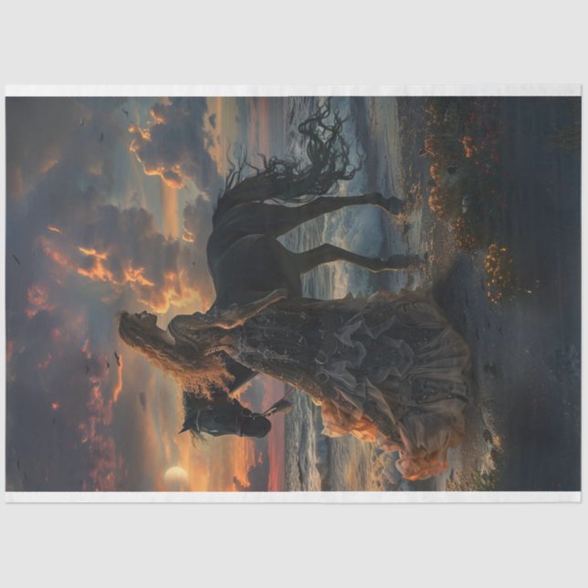 Dekoupage von Pferd & Lady Beach und Sun Set, Seidenpapier (Vorderseite)