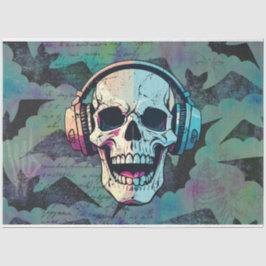 Dekoupage von Rock and Roll Skull and Bats Seidenpapier