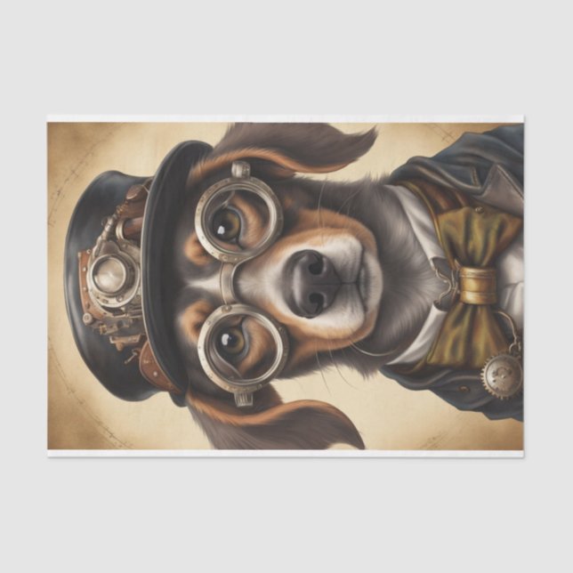 Dekoupage von Steampunk-Dackeln Seidenpapier (Vorderseite)