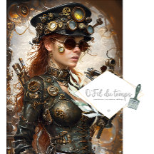 Dekoupage von Steampunk-Woman Mechanischen Element