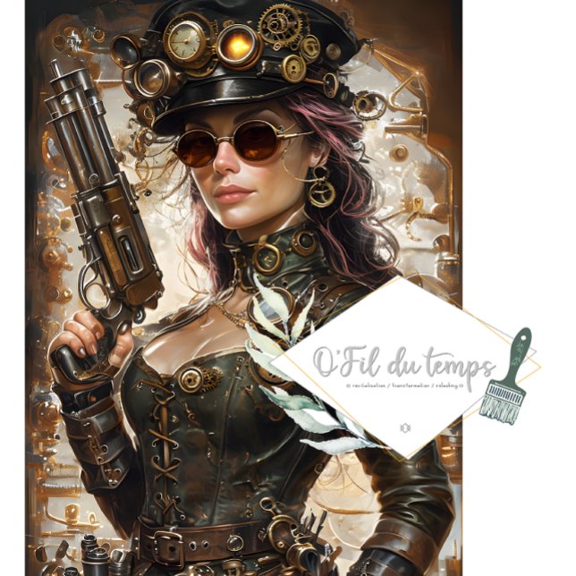 Dekoupage von Steampunk-Woman Mechanischen Element Seidenpapier (Von Creator hochgeladen)