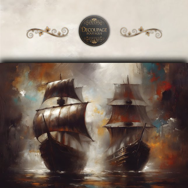 Dekoupage von Stormbound Viking Ships Seidenpapier (Stormbound Viking ships Decoupage Tissue Paper)