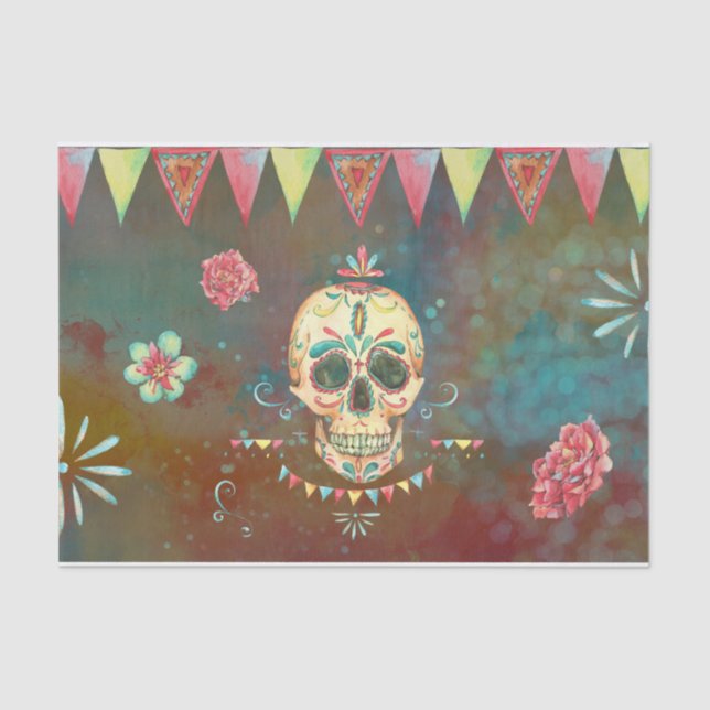 Dekoupage von Sugar Skull Papier 4 Dia de Los Muer (Vorderseite)