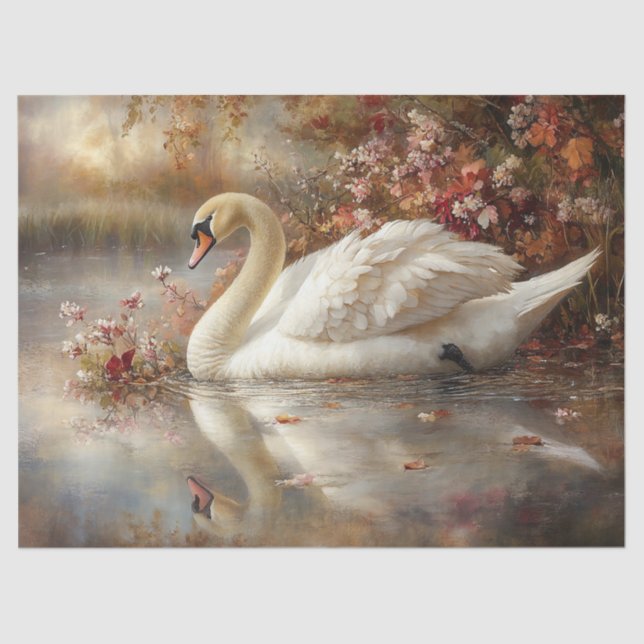 Dekoupage von Swan Pastel Autumn Foliage Seidenpapier (Vorderseite)