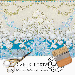 Dekoupage von Vintagem Viktorianischem Blau und We Seidenpapier