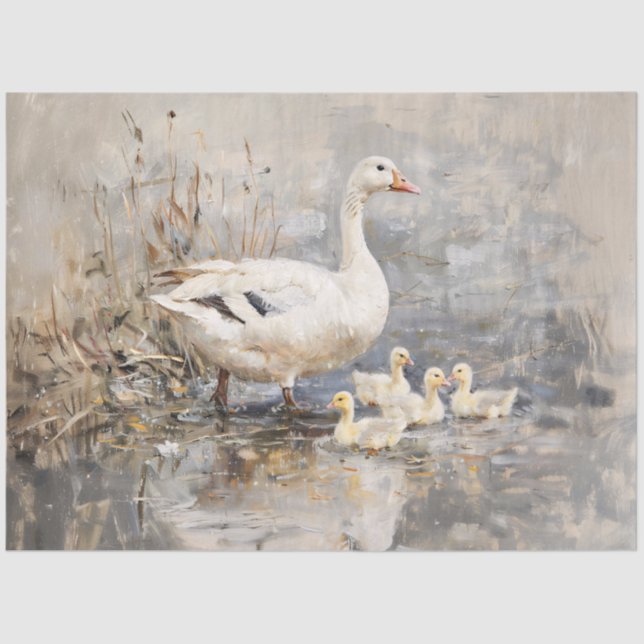 Dekoupage von White Gose und Goslings Seidenpapier (Vorderseite)