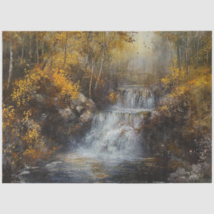 Dekoupage Waterfall Herbstwald Szene Seidenpapier