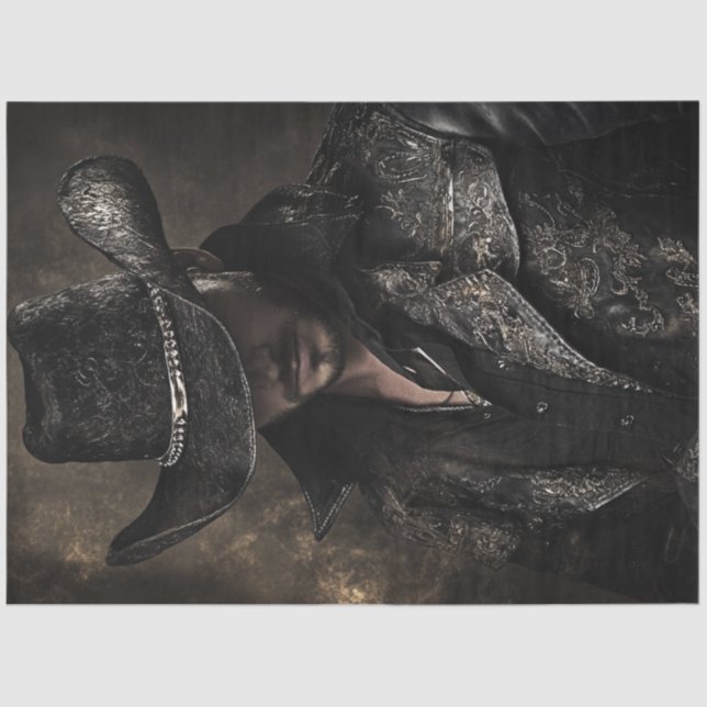 Dekoupage Western Outlaw in Black-Jack McGraw Seidenpapier (Vorderseite)