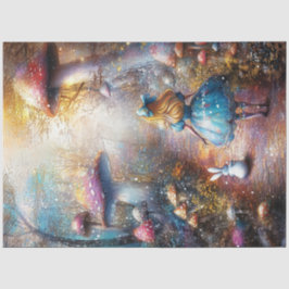 Dekoupage Whimsical Blonde Girl & Rabbit Forest Seidenpapier