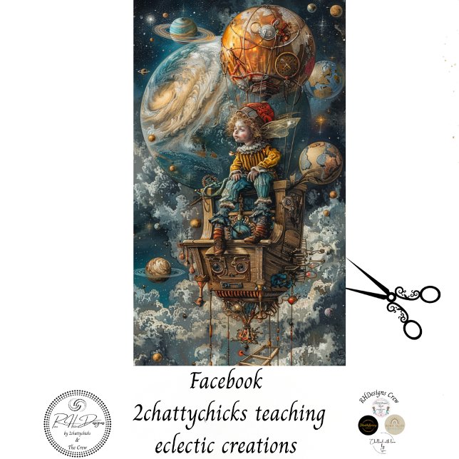 Dekoupage Whimsical Boy Riding in Hot Air Ballon Seidenpapier (Von Creator hochgeladen)