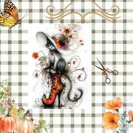 Dekoupage Whimsical Cat in Stiletto Fall Artwork Seidenpapier
