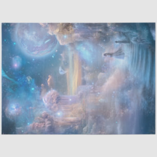 Dekoupage Whimsical Celestical Landscape Misty Blu Seidenpapier