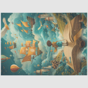 Dekoupage Whimsical Child Cloud Learning School Seidenpapier