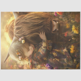 Dekoupage Whimsical Child mit Highland Cow Seidenpapier