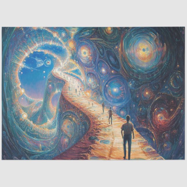 Dekoupage Whimsical Dreamlike Galaxy Seidenpapier (Vorderseite)