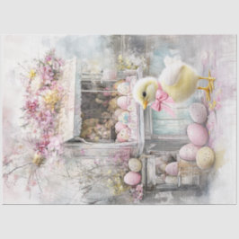 Dekoupage Whimsical Fluffy Yellow Chick Oaster Seidenpapier