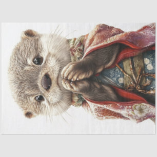 Dekoupage Whimsical Gebet Otter japanischen Stil Seidenpapier