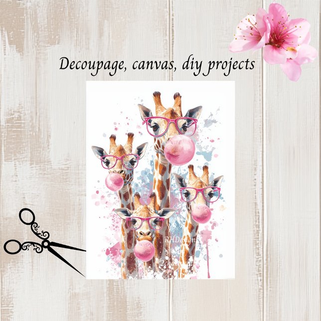 Dekoupage Whimsical Giraffen blasen Blasen Seidenpapier (Von Creator hochgeladen)